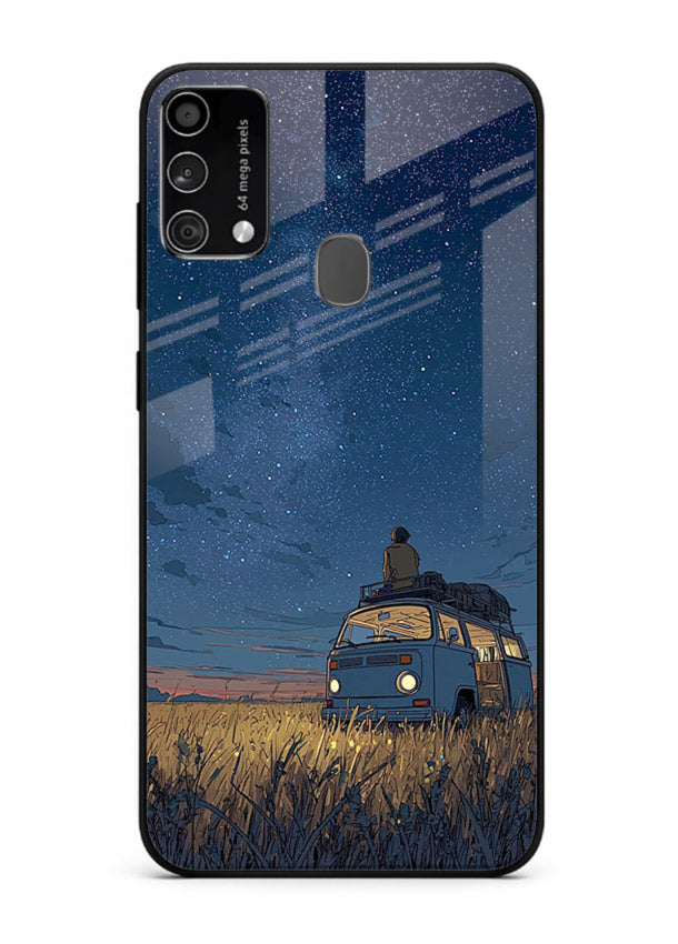 van night sky starry art Samsung F41 glass cover aesthetic night scenery case