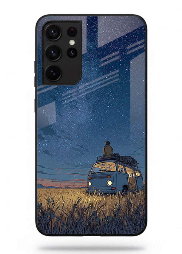 van night sky starry art Samsung S21 Ultra glass cover aesthetic night scenery case