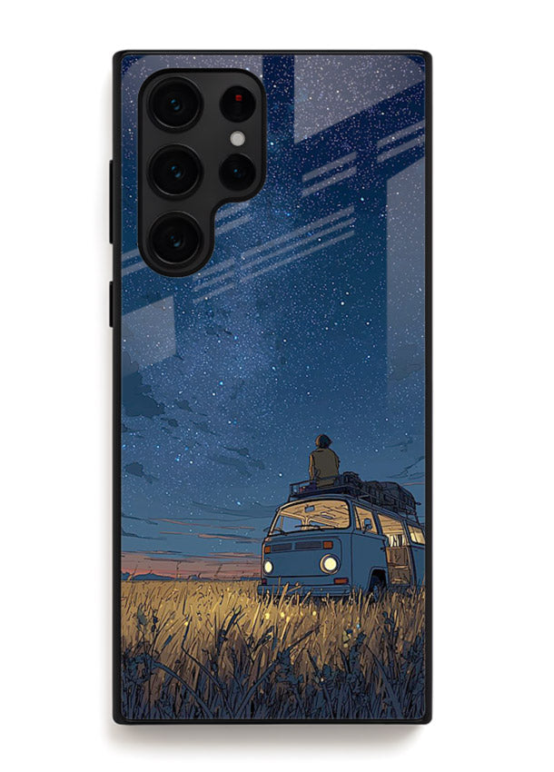 van night sky starry art Samsung S23 Ultra glass cover aesthetic night scenery case
