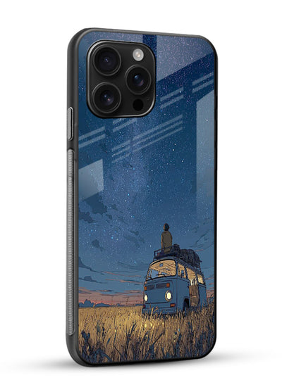 van night sky starry art glossy vibrant premium glass cover aesthetic night scenery case - Angle Side