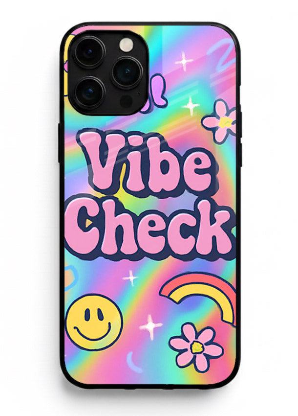 Vibe Check Rainbow colorful doodle artwork iphone 11 pro max glass back cover
