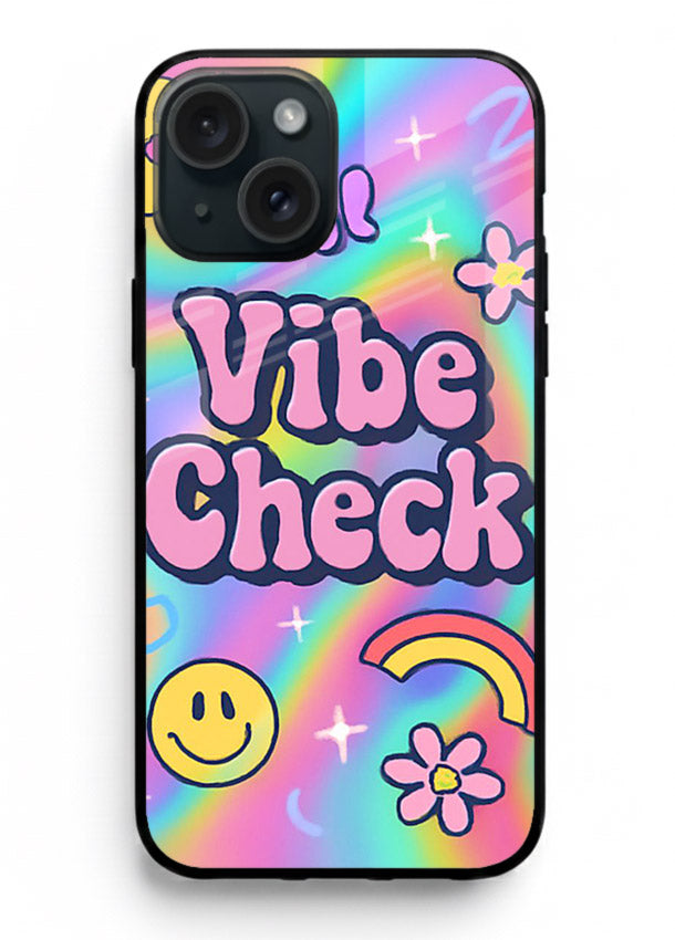 Vibe Check Rainbow colorful doodle artwork iphone 13 glass back cover