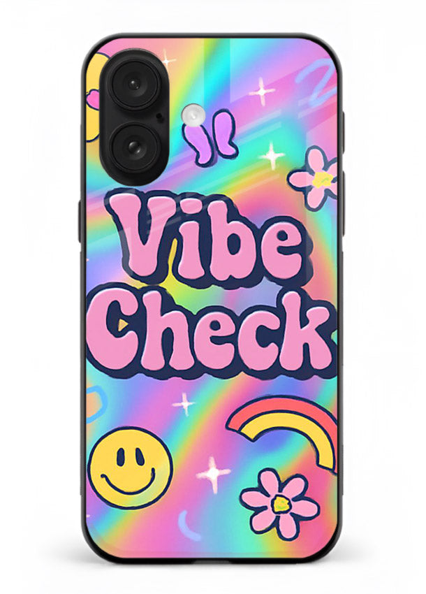 Vibe Check Rainbow colorful doodle artwork iphone 17 glass back cover
