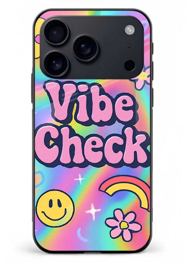 Vibe Check Rainbow colorful doodle artwork iphone 18 pro max glass back cover