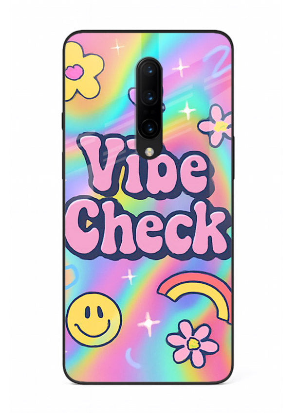 Vibe Check Rainbow colorful doodle artwork OnePlus 8 glass back cover
