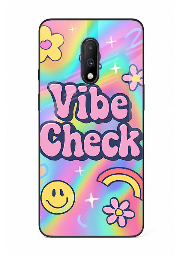 Vibe Check Rainbow colorful doodle artwork OnePlus 7 glass back cover