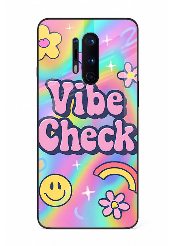 Vibe Check Rainbow colorful doodle artwork OnePlus 8 Pro glass back cover