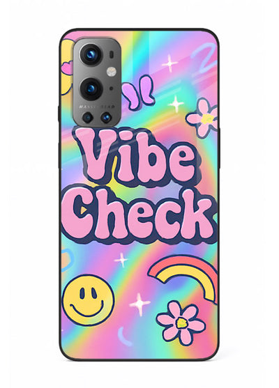 Vibe Check Rainbow colorful doodle artwork OnePlus 9 glass back cover
