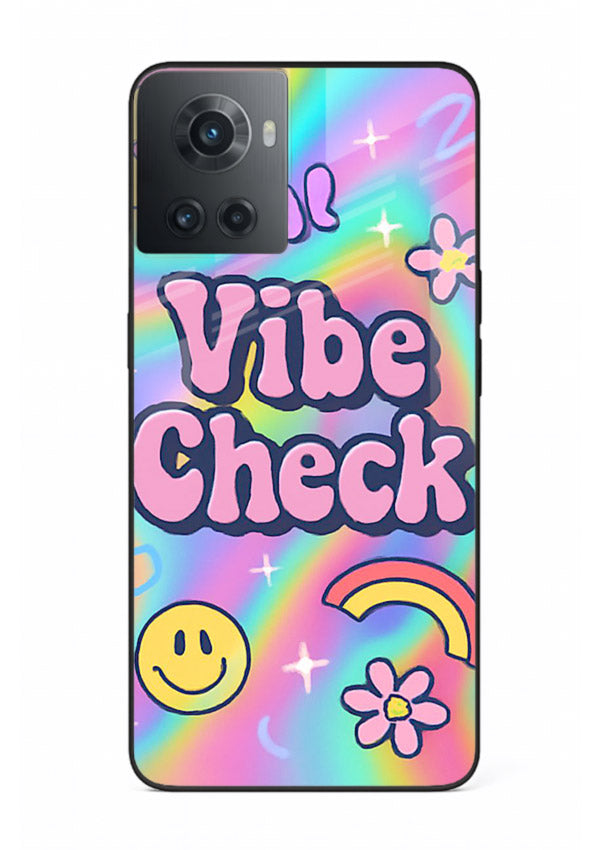 Vibe Check Rainbow colorful doodle artwork OnePlus 10R glass back cover