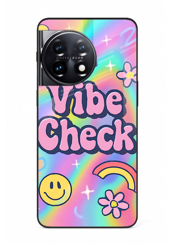 Vibe Check Rainbow colorful doodle artwork OnePlus 11 glass back cover