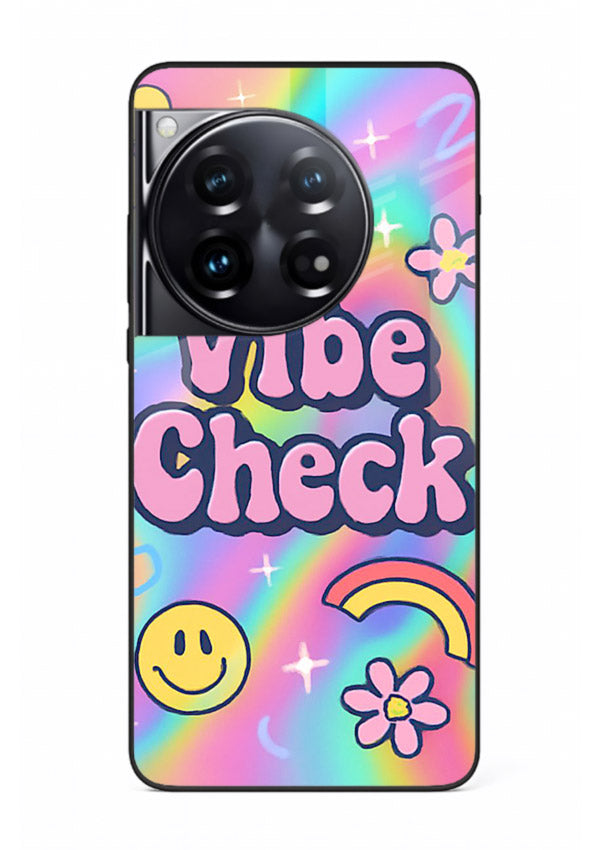 Vibe Check Rainbow colorful doodle artwork OnePlus 12 glass back cover
