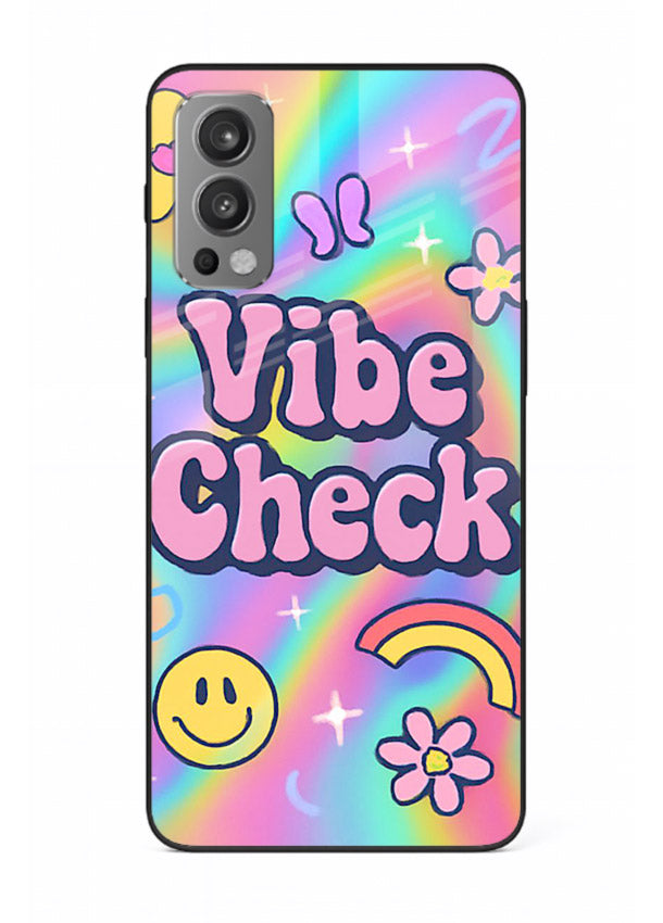 Vibe Check Rainbow colorful doodle artwork OnePlus Nord 2 glass back cover