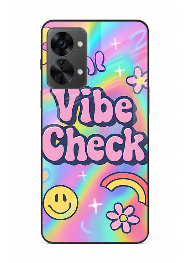 Vibe Check Rainbow colorful doodle artwork OnePlus Nord 2T glass back cover