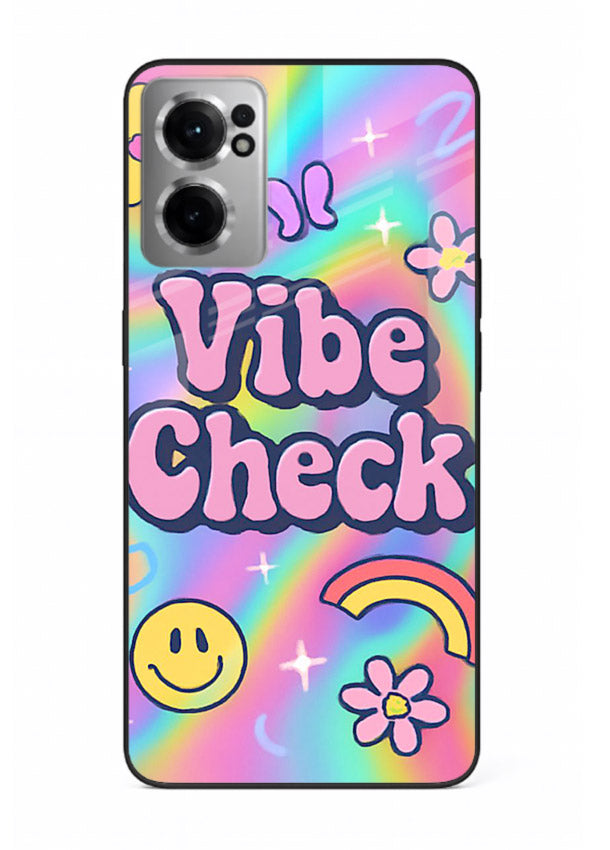 Vibe Check Rainbow colorful doodle artwork OnePlus Nord CE2 5G glass back cover