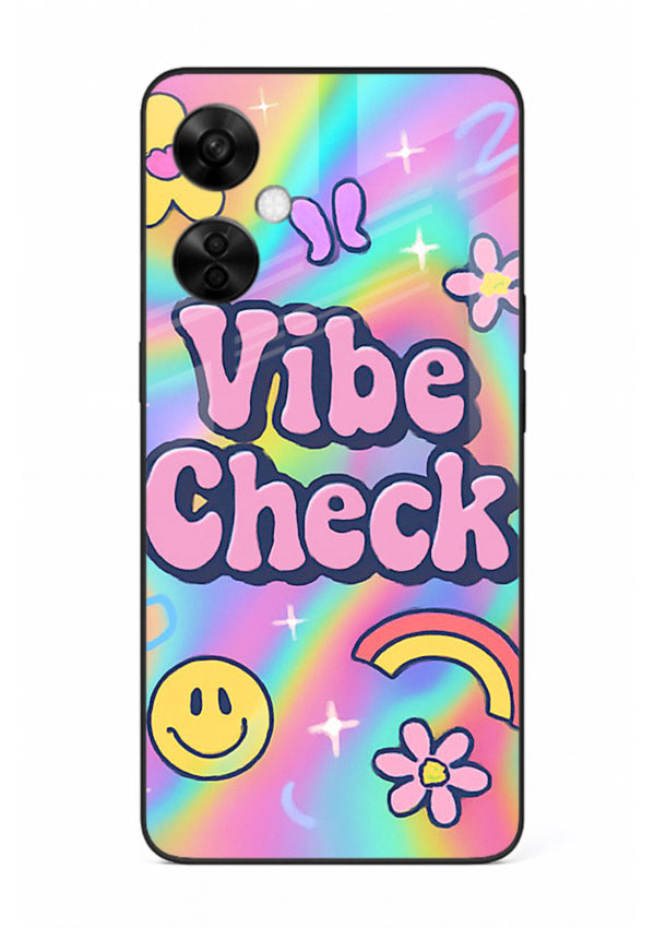 Vibe Check Rainbow colorful doodle artwork OnePlus Nord CE3 Lite glass back cover