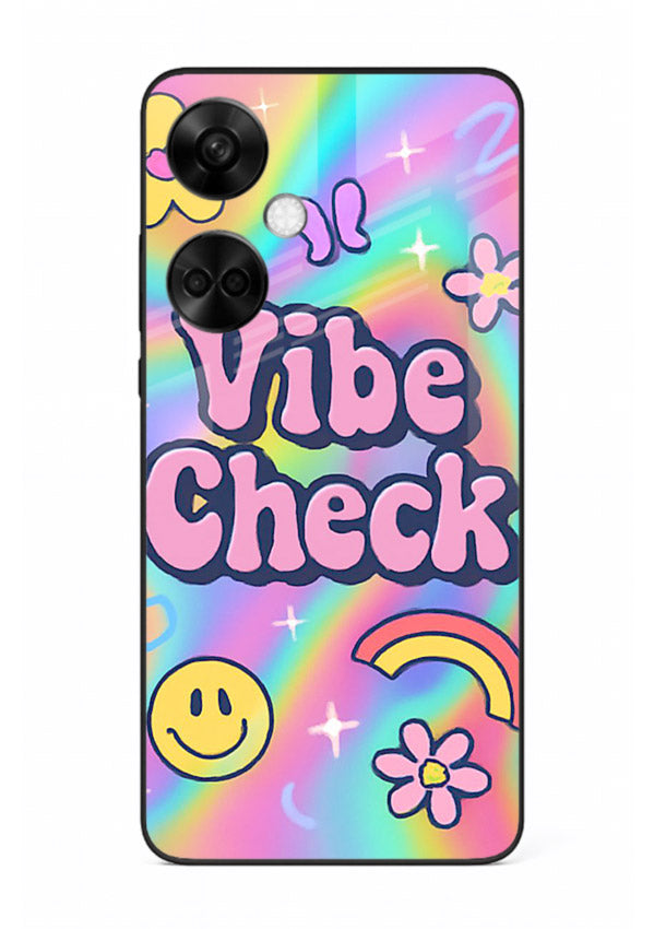 Vibe Check Rainbow colorful doodle artwork OnePlus Nord CE3 glass back cover