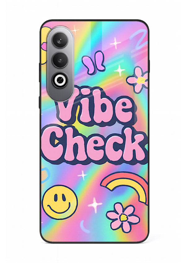 Vibe Check Rainbow colorful doodle artwork OnePlus Nord CE4 glass back cover
