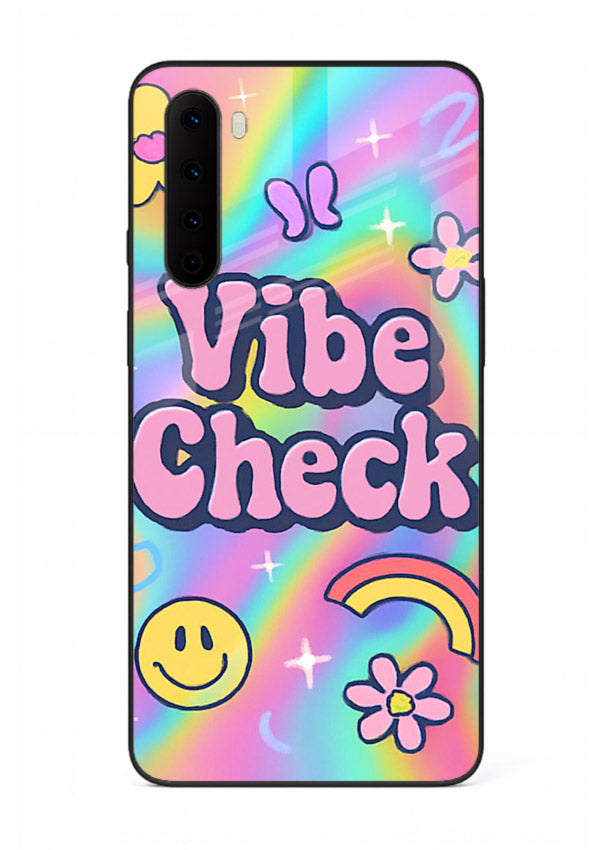 Vibe Check Rainbow colorful doodle artwork OnePlus Nord glass back cover