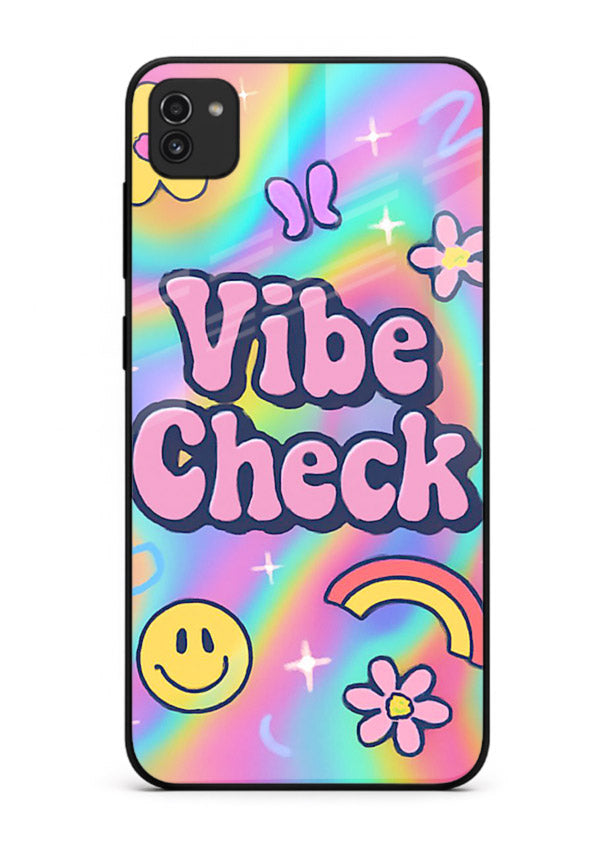 Vibe Check Rainbow colorful doodle artwork Samsung A03 glass back cover