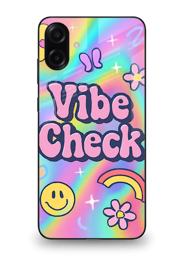 Vibe Check Rainbow colorful doodle artwork Samsung A07 4G glass back cover