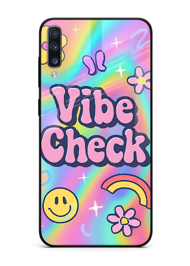 Vibe Check Rainbow colorful doodle artwork Samsung A70 glass back cover