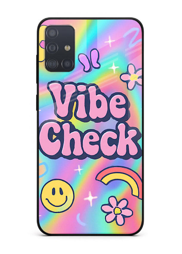 Vibe Check Rainbow colorful doodle artwork Samsung A71 glass back cover