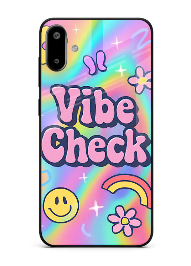 Vibe Check Rainbow colorful doodle artwork Samsung F06 5G glass back cover