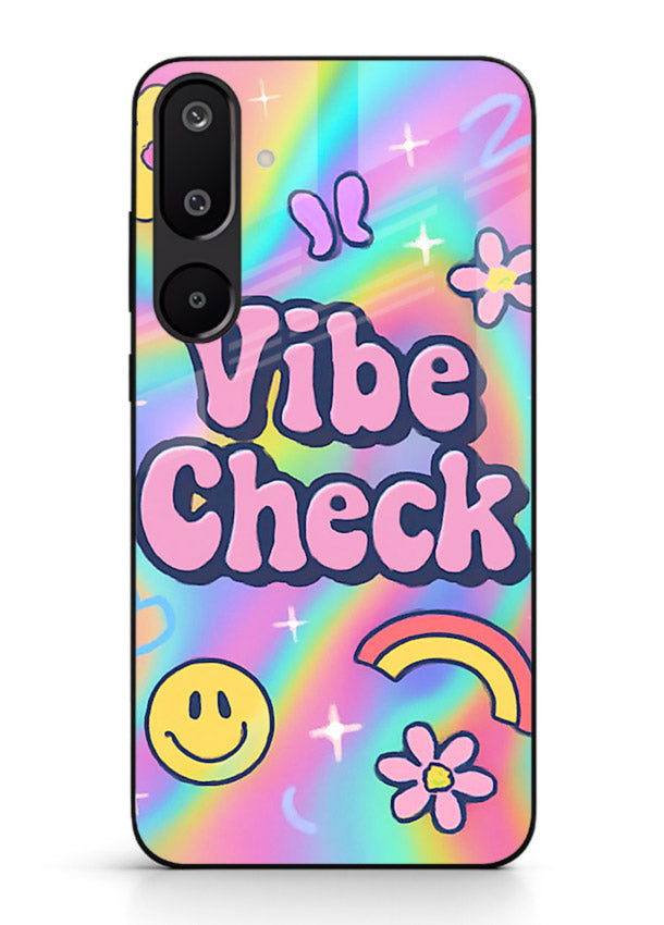 Vibe Check Rainbow colorful doodle artwork Samsung F16 5G glass back cover