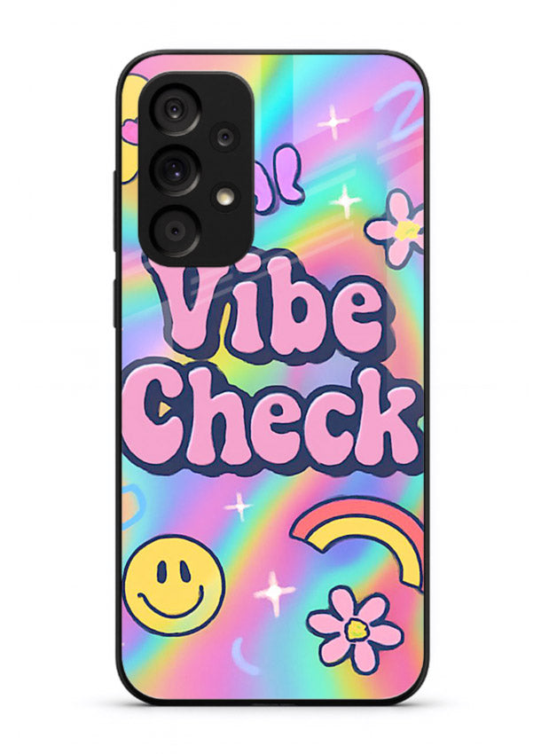 Vibe Check Rainbow colorful doodle artwork Samsung A53 5G glass back cover