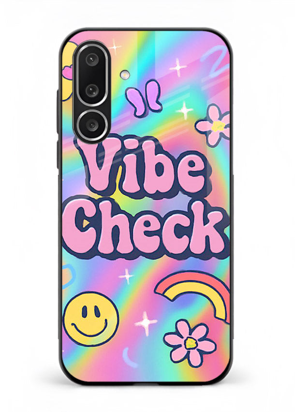 Vibe Check Rainbow colorful doodle artwork Samsung M56 5G glass back cover