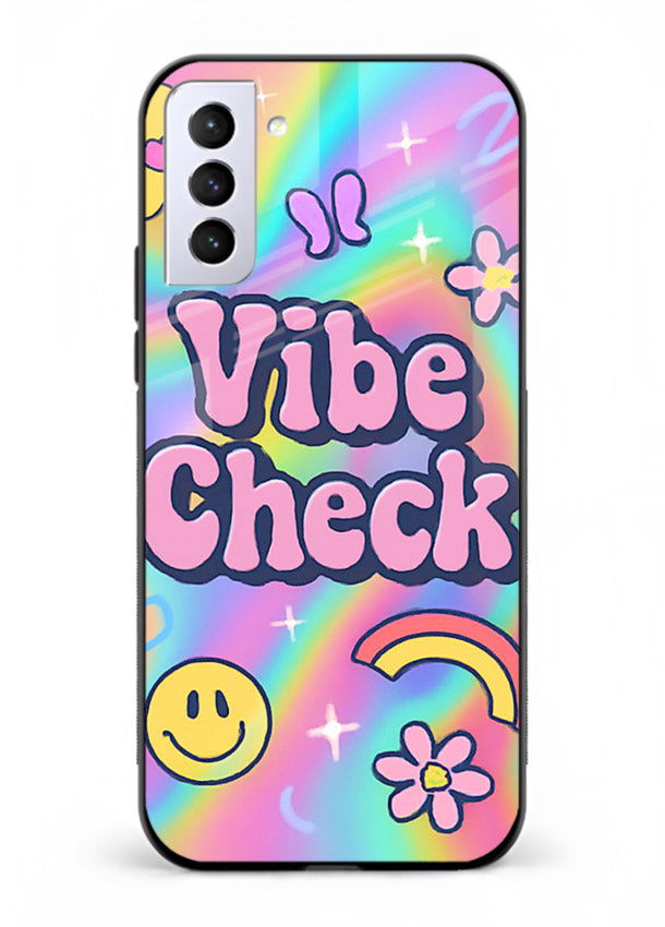 Vibe Check Rainbow colorful doodle artwork Samsung S21 FE glass back cover
