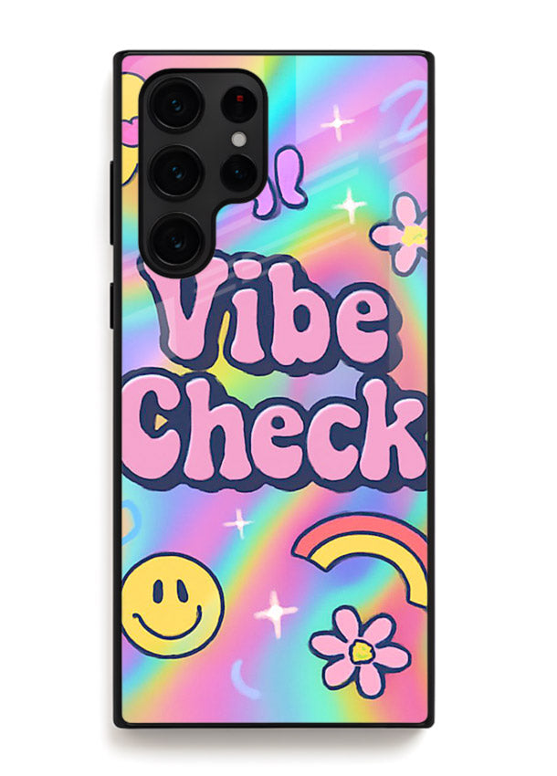 Vibe Check Rainbow colorful doodle artwork Samsung S23 Ultra glass back cover