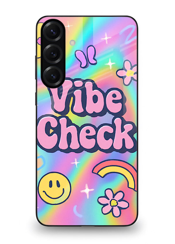 Vibe Check Rainbow colorful doodle artwork Samsung A56 5G glass back cover