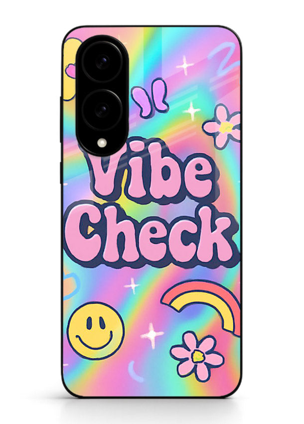 Vibe Check Rainbow colorful doodle artwork Samsung S25 Edge glass back cover