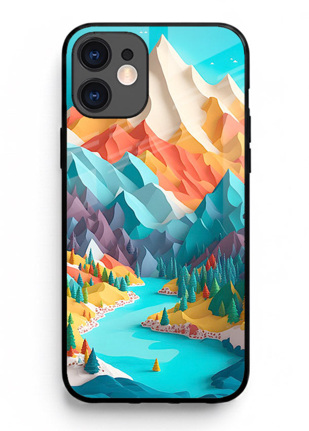 Vibrant Alpine Valley colorful alpine landscape artwork iphone 12 glass back cover
