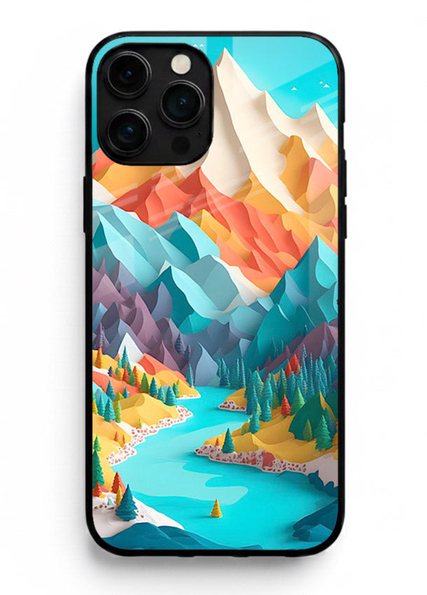 Vibrant Alpine Valley colorful alpine landscape artwork iphone 16 pro max glass back cover