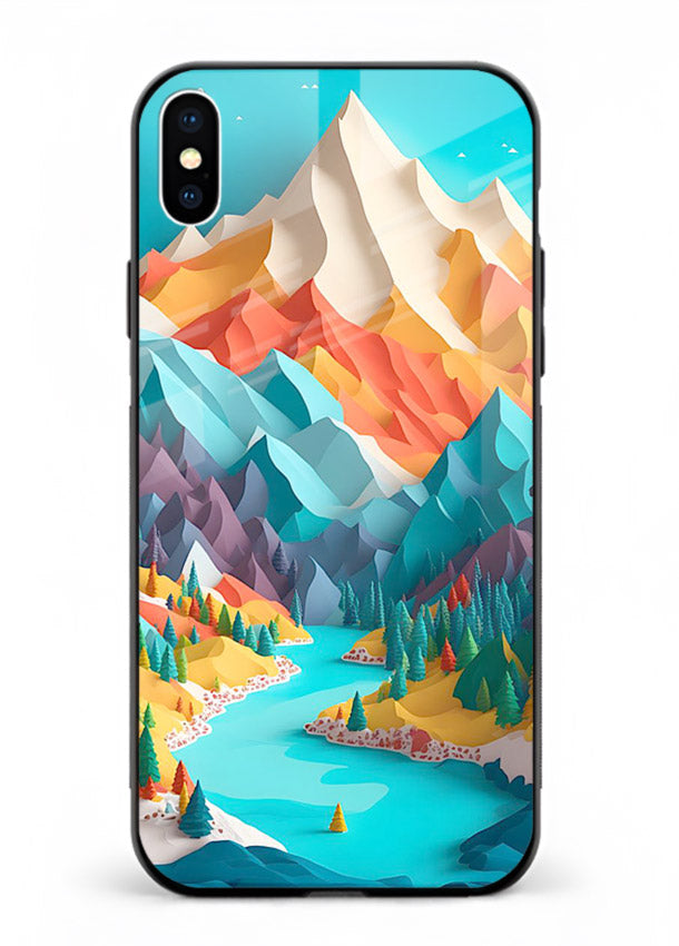Vibrant Alpine Valley colorful alpine landscape artwork iphone xs max glass back cover