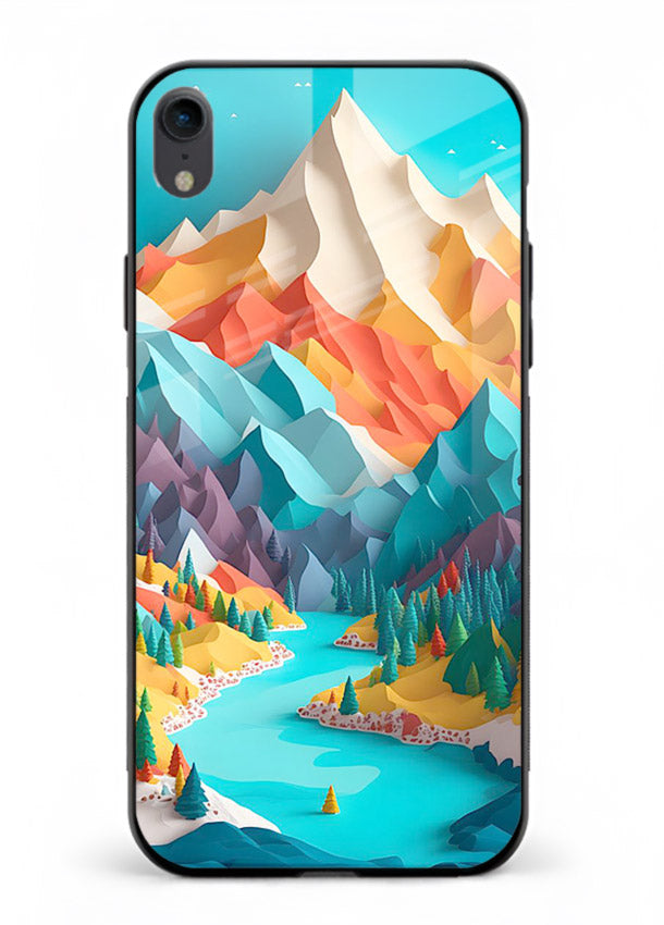 Vibrant Alpine Valley colorful alpine landscape artwork iphone xr glass back cover