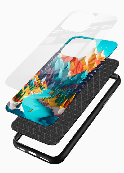 Vibrant Alpine Valley colorful alpine landscape artwork glossy vibrant premium glass back cover - Angle Layers