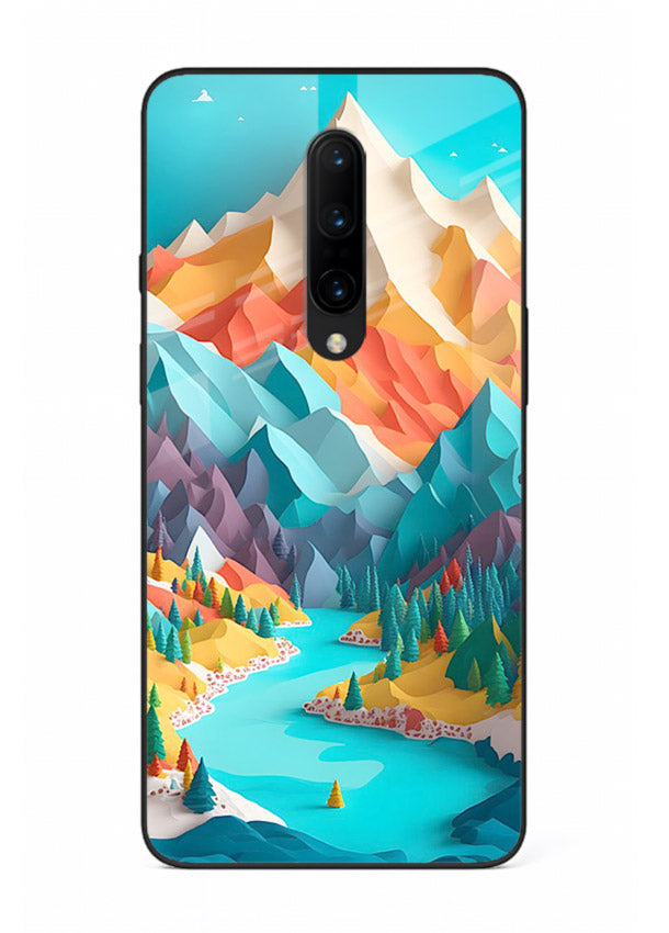 Vibrant Alpine Valley colorful alpine landscape artwork OnePlus 7 Pro glass back cover