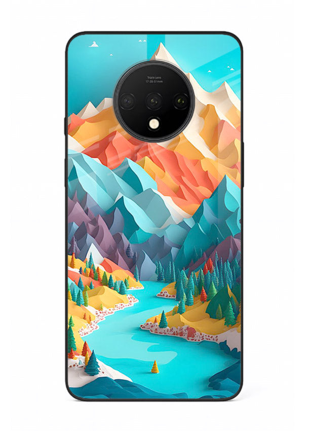 Vibrant Alpine Valley colorful alpine landscape artwork OnePlus 7T glass back cover
