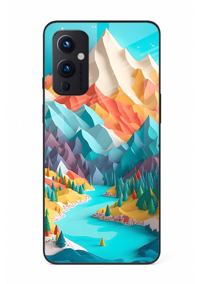 Vibrant Alpine Valley colorful alpine landscape artwork OnePlus 9 Pro glass back cover
