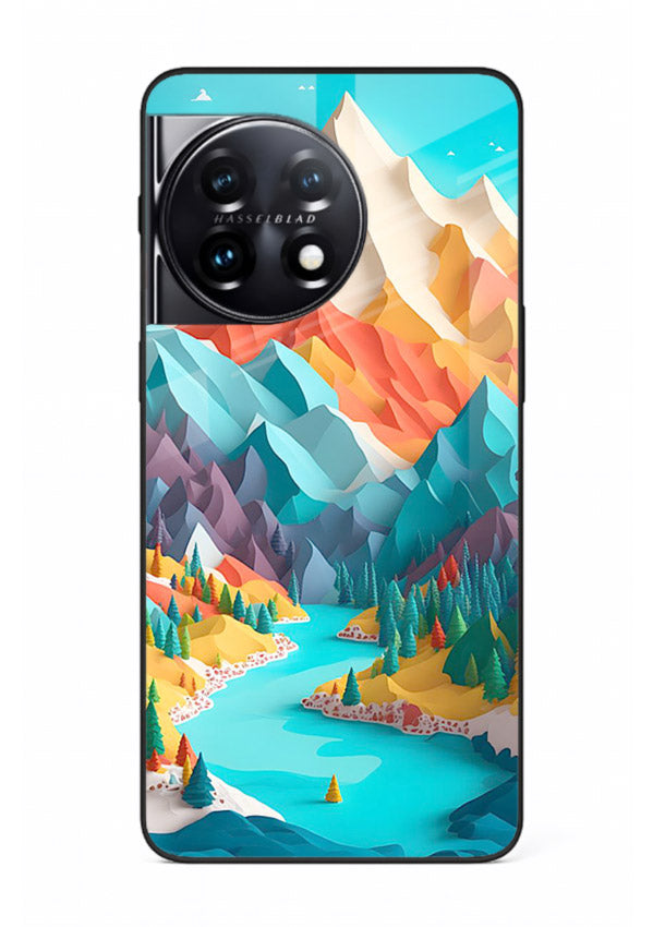 Vibrant Alpine Valley colorful alpine landscape artwork OnePlus 11 glass back cover