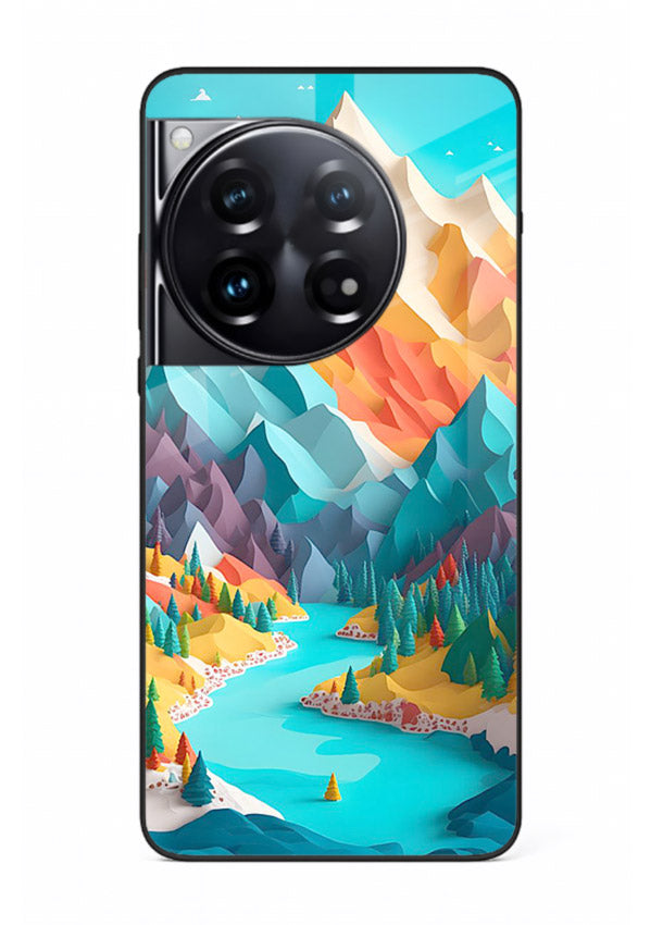Vibrant Alpine Valley colorful alpine landscape artwork OnePlus 12 glass back cover