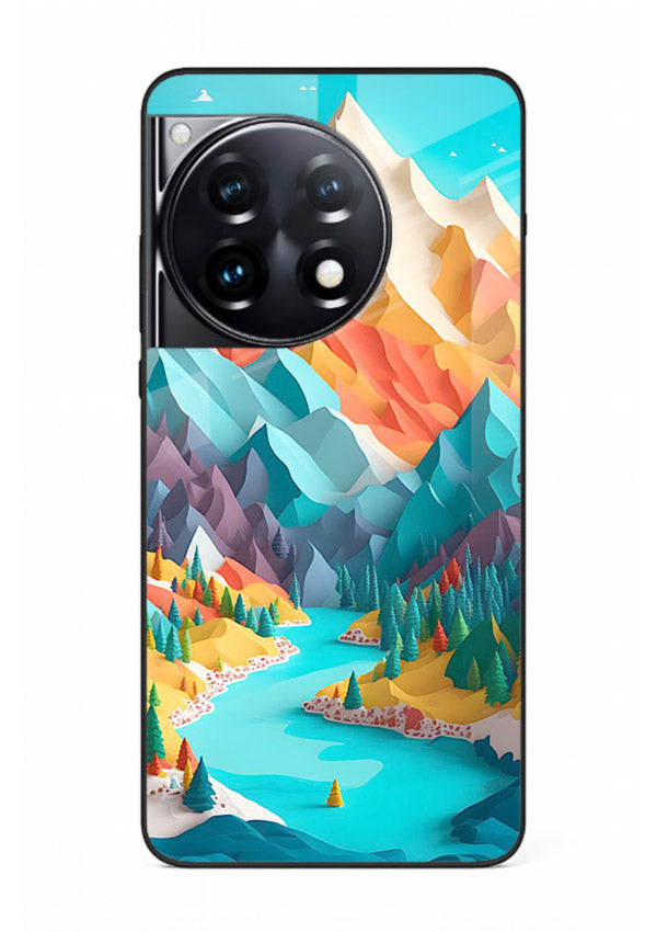 Vibrant Alpine Valley colorful alpine landscape artwork OnePlus 12R glass back cover