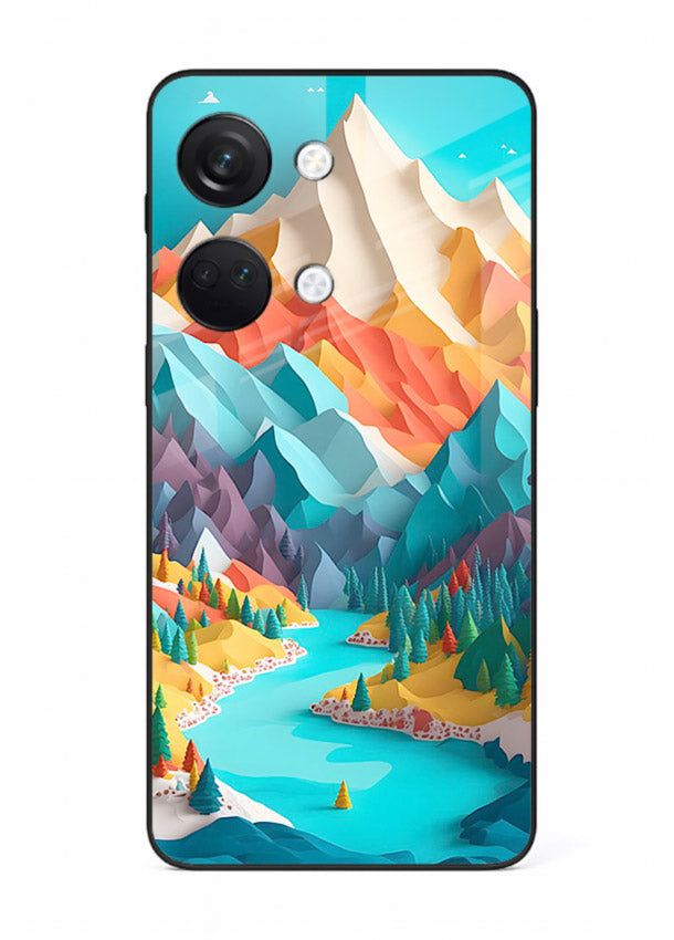 Vibrant Alpine Valley colorful alpine landscape artwork OnePlus Nord 3 glass back cover