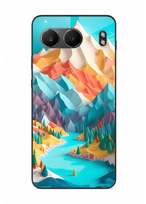 Vibrant Alpine Valley colorful alpine landscape artwork OnePlus Nord 4 glass back cover