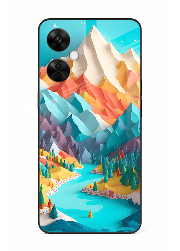 Vibrant Alpine Valley colorful alpine landscape artwork OnePlus Nord CE3 Lite glass back cover