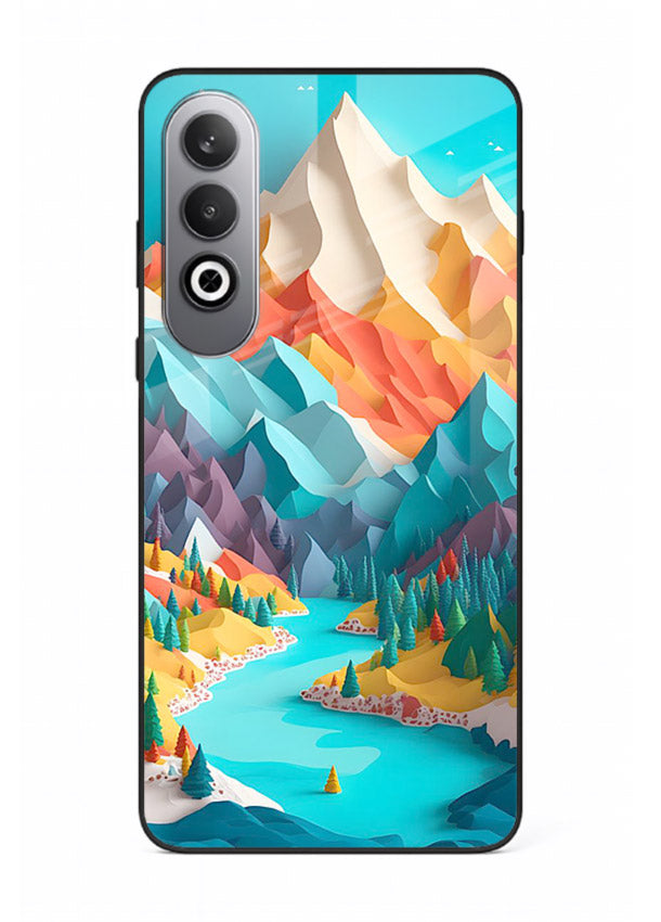 Vibrant Alpine Valley colorful alpine landscape artwork OnePlus Nord CE4 glass back cover