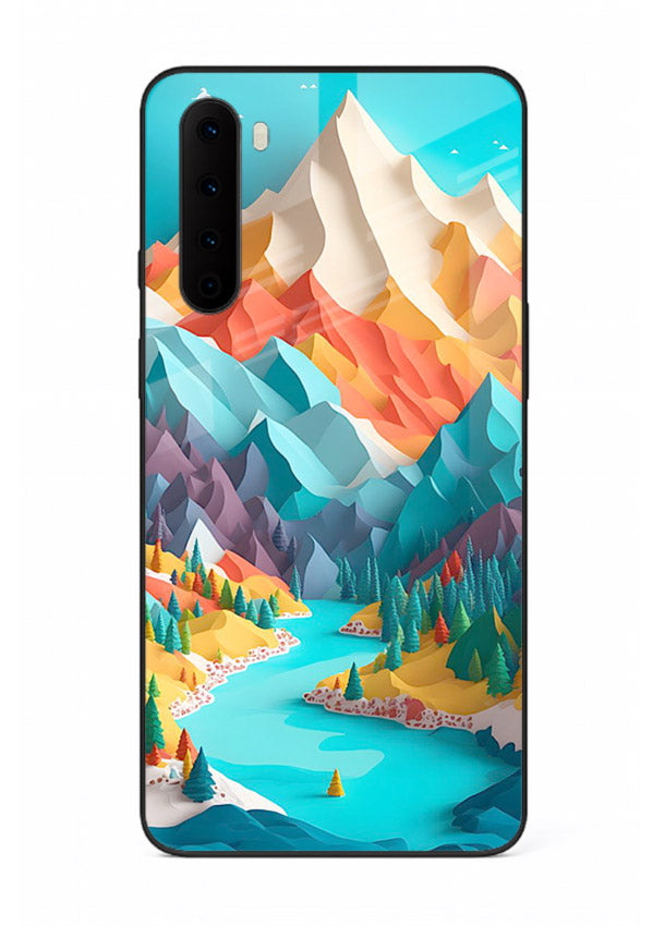Vibrant Alpine Valley colorful alpine landscape artwork OnePlus Nord glass back cover